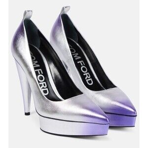 TOM FORD Size EU 39 Ombré Cone Heel Platform Pumps Cone Silver Mauve Women’s